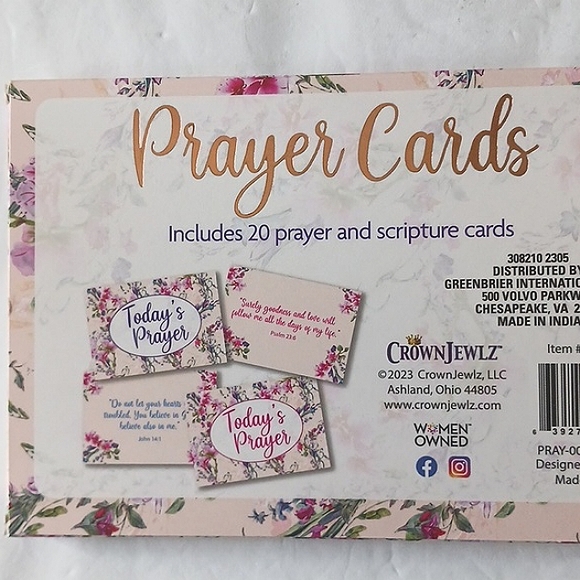PRAYER Cards Floral Inspirational  & Scripture 20 Cards - Picture 3 of 5